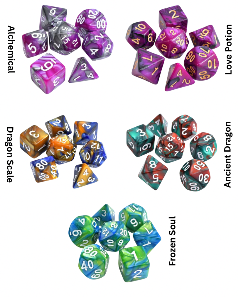 Acrylic Polyhedral Dice - 7 pieces