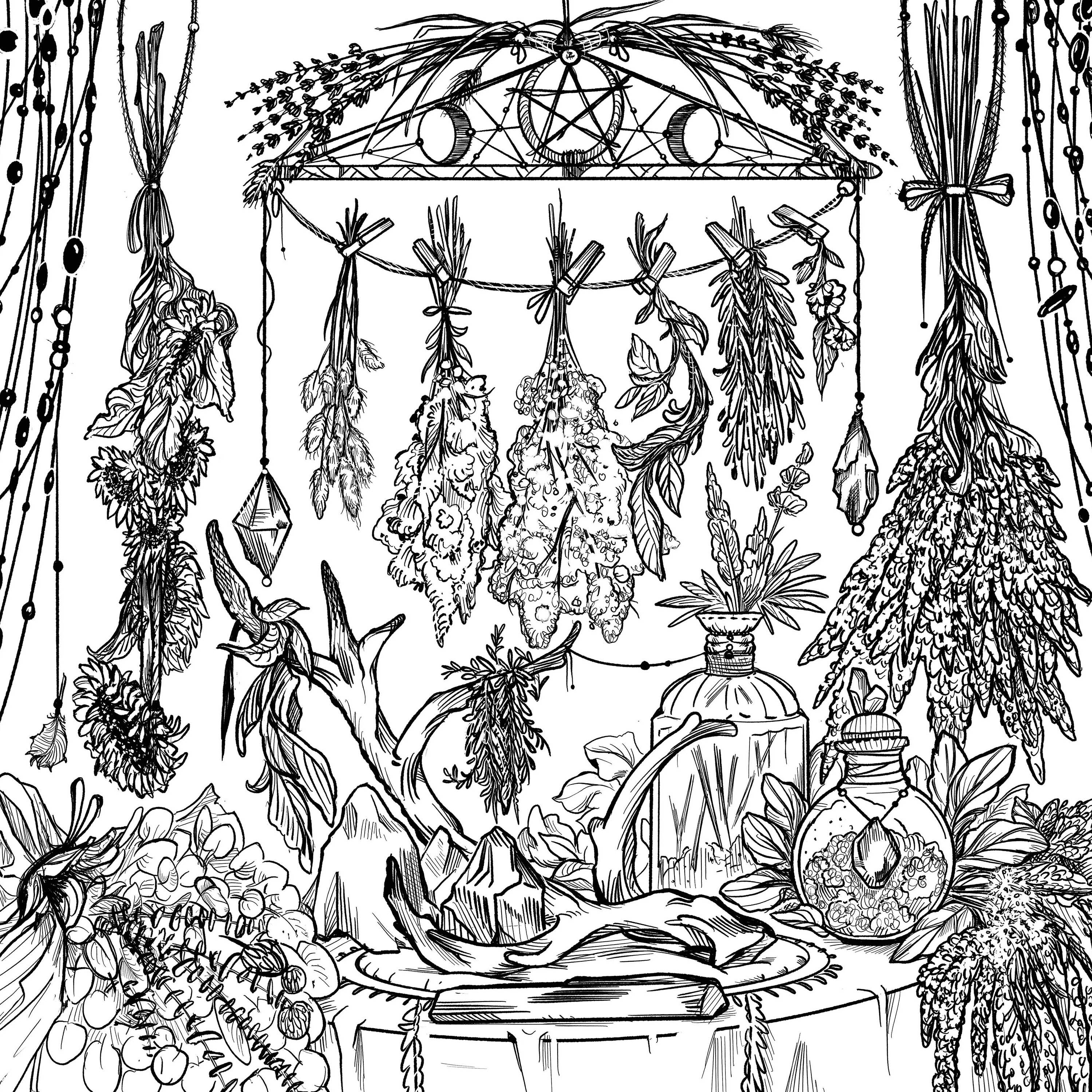 Green Witch's Coloring Book