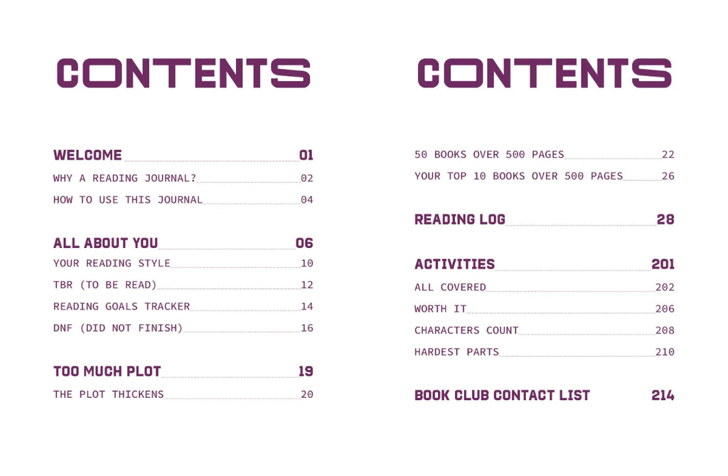 A Reading Journal: Too Much Plot by Sweet  Hearts Press