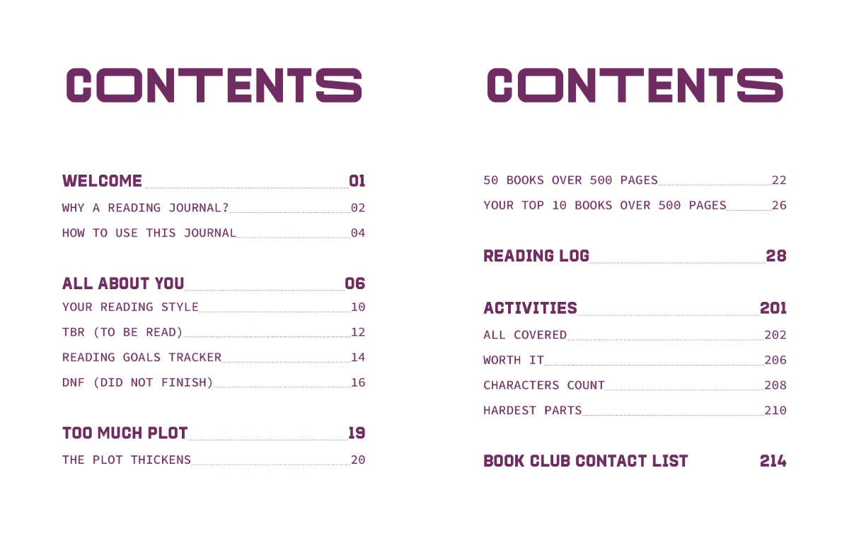 A Reading Journal: Too Much Plot by Sweet  Hearts Press