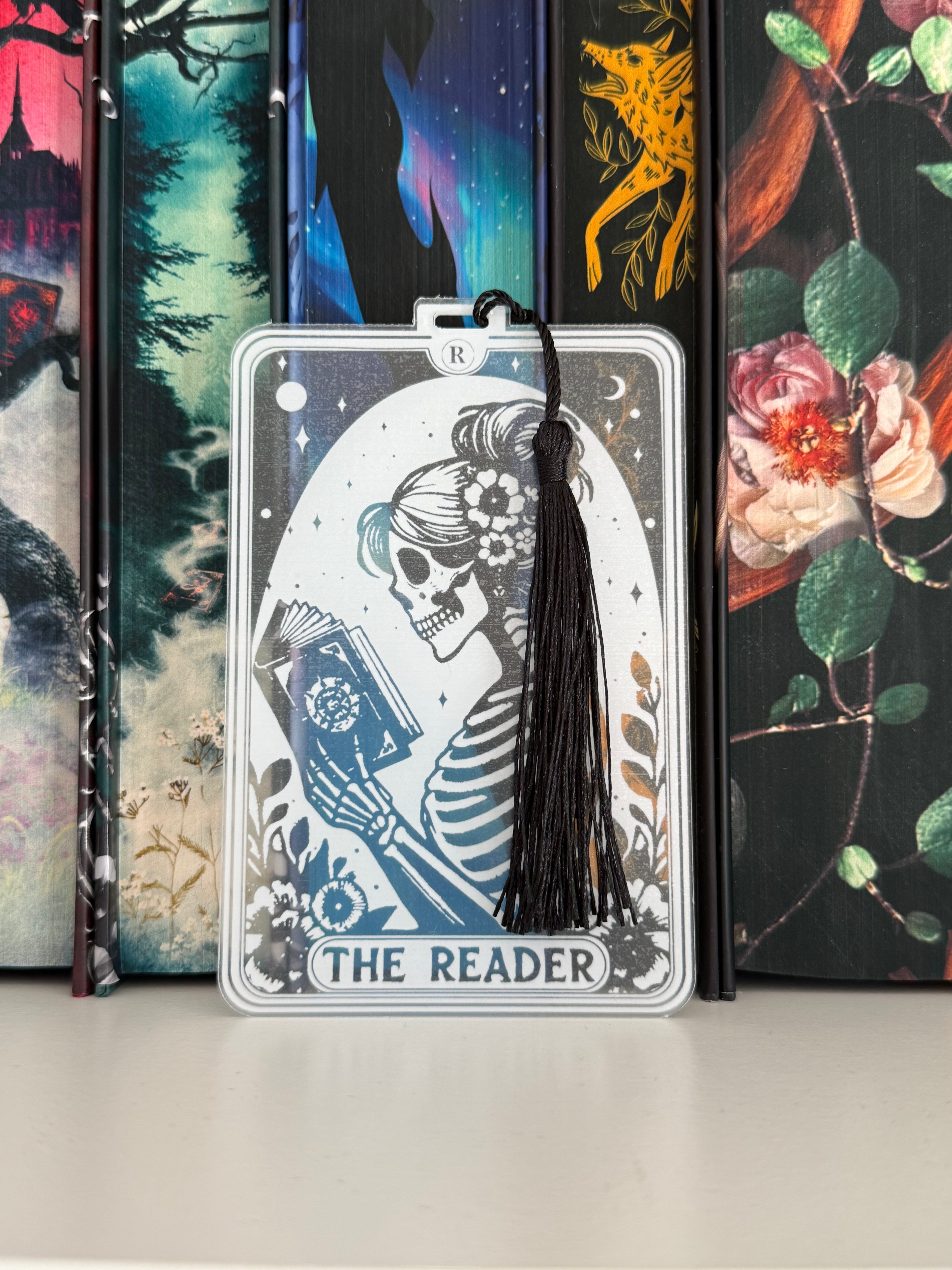 Skeleton Reader - Premium Acrylic Bookmark with Tassel
