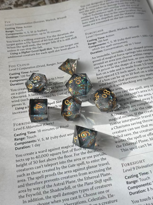 Galaxy - Sharp Edge Acrylic Polyhedral Dice - 7 pieces